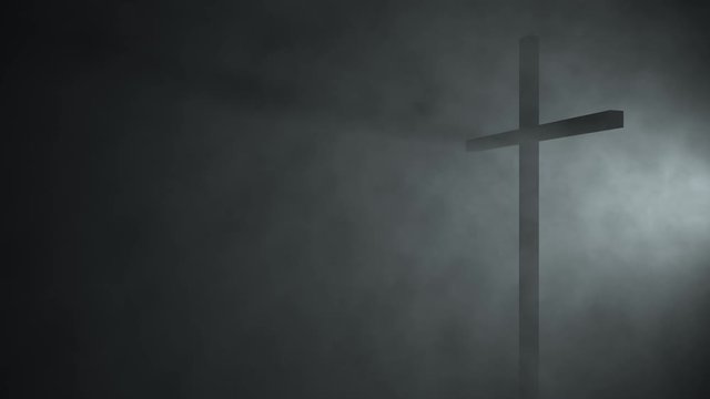 catholic catholics christian christians cross perspective wind moving fog 3d illustration 3d rendering