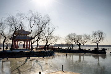 Chinese waterfront pavilion at the Summer Palace, Beijing China