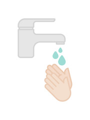Hand washing. Washing hands under the tap. Prevention against viruses, bacteria, flu, coronavirus. Concept of hygiene, cleanliness, disinfection. Vector illustration, flat design