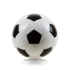Classic soccer ball, typical hexagon pattern, isolated on white background. Traditional football...