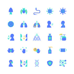 vector design of coronavirus icon pack, flat color style version