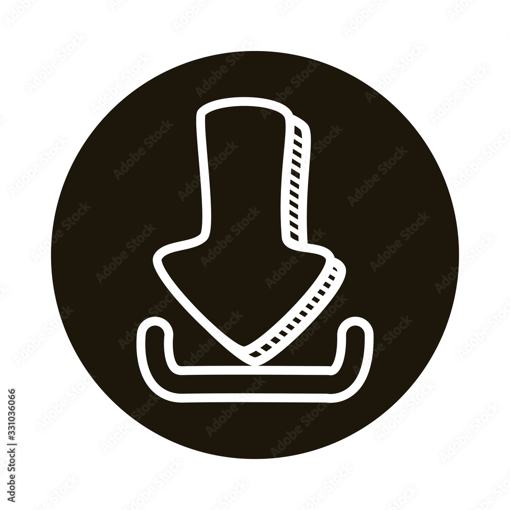 Poster arrow down doodle block style icon