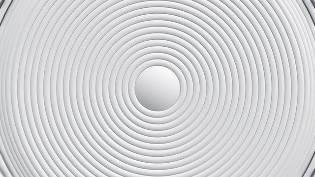 Abstract pattern of circles with the effect of displacement. White clean rings animation. Abstract background for business presentation. Seamless loop 4k 3d render