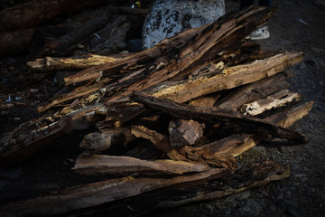 wooden small pieces on the floor  