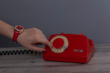 woman hand vintage phone