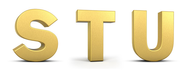 gold alphabet word on white background illustration 3D rendering, golden alphabet, golden font