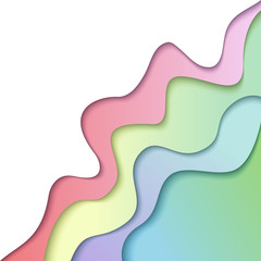 abstract colourful background with paper waves and seacoast with simple shapes, Modern vector illustration for concept design.