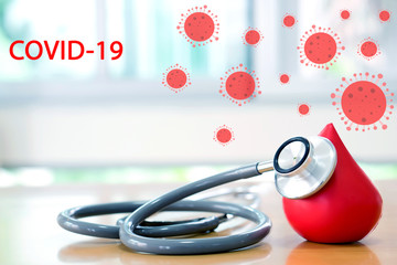 Stethoscope and red blood