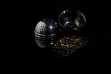 tea leaves on a black background with different colors Cup of tea and mint on a wooden background transparent, steam, antioxidant, full, heat, wooden, traditional, bowl, breakfast, cup of tea, herbal