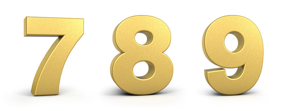 Gold Number On White Background Illustration 3D Rendering, Golden Number, Golden Font