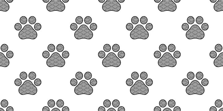 dog paw seamless pattern footprint icon cat bear polar vector french bulldog cartoon repeat wallpaper scarf isolated tile background doodke illustration design