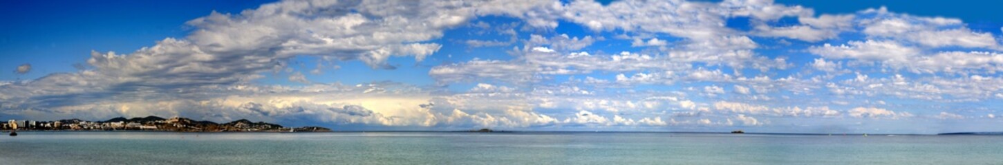Naklejka na ściany i meble Panoramic image of ibiza and formentera D'en bossa beach