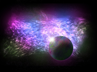 Fototapeta na wymiar planet in nebula space