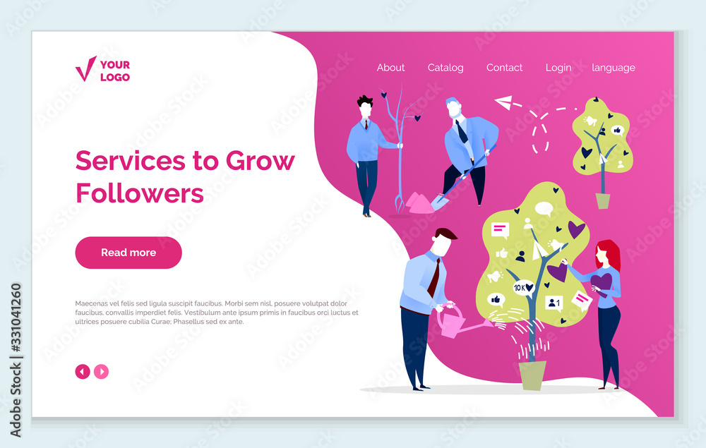 Poster application for followers and likes boosting. service to grow audience in account of social media. p