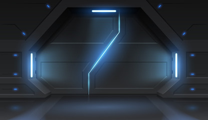 Futuristic metal sliding spaceship doors © d1sk