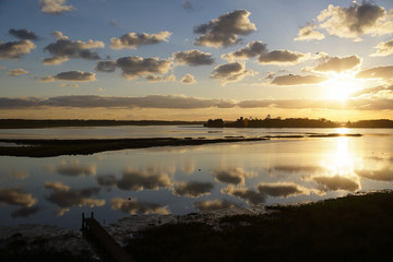 Amanecer sobre el delta del rio