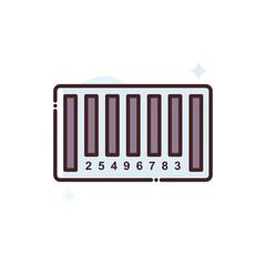 Barcode Filled Outline Vector Icon Illustration.