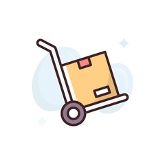 Hand Truck Filled Outline Vector Icon Illustration.