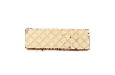 Crispy wafers with creamy hazelnut filling isolated on white background