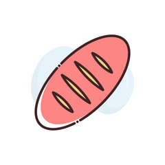 Baguette Filled Outline Vector Icon Illustration.