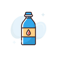 Milk Bottles Filled Outline Vector Icon Illustration.