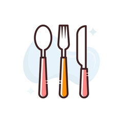 Fototapeta premium Utensils Filled Outline Vector Icon Illustration.