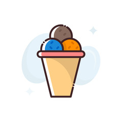 Ice Cream Filled Outline Vector Icon Illustration.