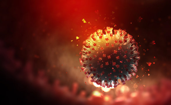 Immunity and fight against viral infection. Virus, germs, microbe, bacterium, pathogen organism.  Abstract 3D illustration of antigen in human body