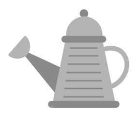 Metal watering can isolated device for pouring water. Vector gardening equipment, container with aqua, metal vessel farming utensil with handle, accessory