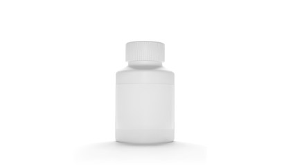 Vector Blank Plastic Packaging Bottle with Cap for Pills Isolated on White Background. Bio Supplements or Vitamins. Realistic Plastic Bottle. Mock Up Template. Medicine, Tablets, Pills.