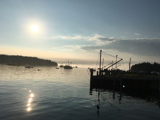 Maine sunset at port