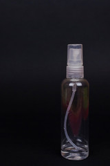 Transparent bottle with antiseptic residues