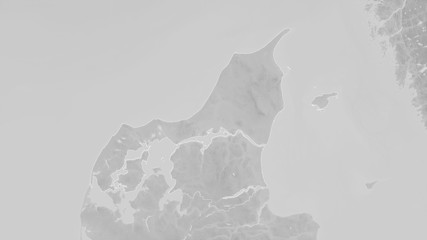 Nordjylland, Denmark - outlined. Grayscale