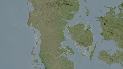 Syddanmark, Denmark - outlined. Satellite