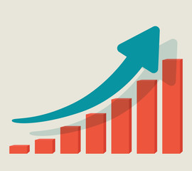 Growth diagram with green arrow going up