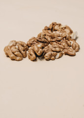 Shelled walnuts, healthy eating concept