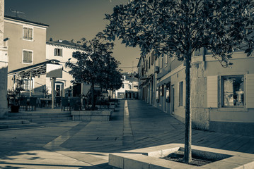 empty street caused covid-19 in Porec, Croatia © Marin