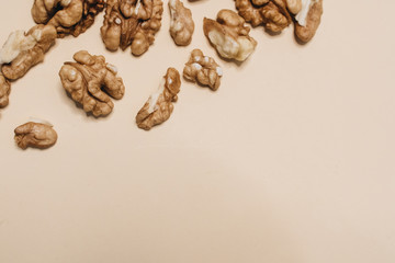 Shelled walnuts, healthy eating concept