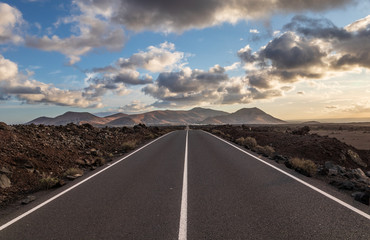 Driveway of Timanfaya National Park on island Lanzarote