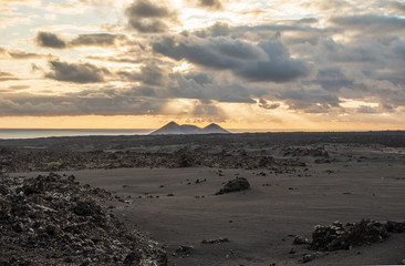 Volcanic landscape of Timanfaya National Park on island Lanzarote