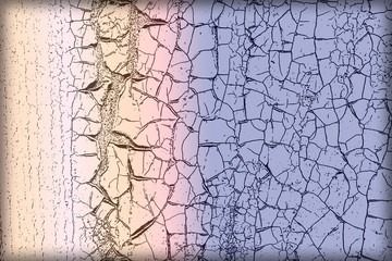 texture of cracked and peeling paint on the board. painted in orange-purple gradient
