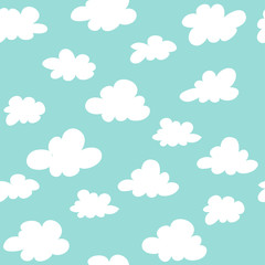 clouds on a blue background seamless pattern