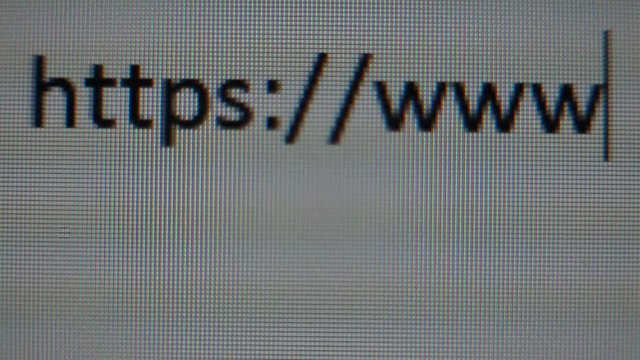 Close up of browser bar with WWW text and cursor. Internet Search Concept. Typing In Web Browser Address Bar https