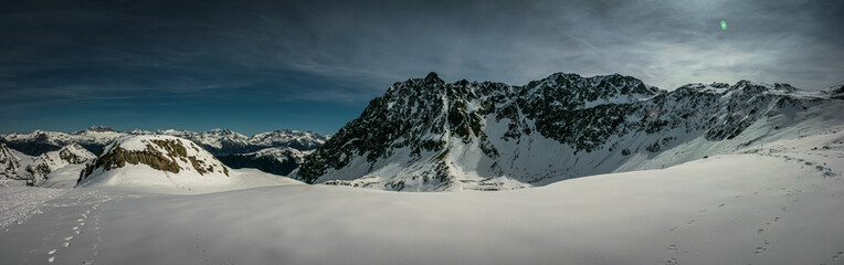 Fantastic sunny weather in the snowy Montafon mountains