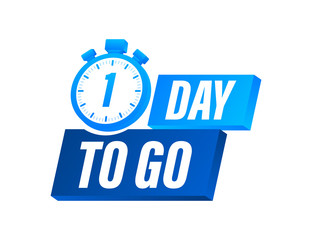 Fototapeta na wymiar 1 Day to go. Countdown timer. Clock icon. Time icon. Count time sale. Vector stock illustration.