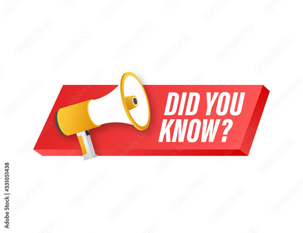 Aufkleber megaphone label with did you know. megaphone banner. web design. vector stock illustration.