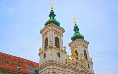 Fragment of Church of Our Lady of Succor in Graz in Austria in January