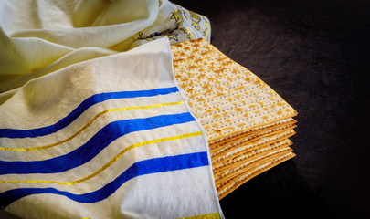 Jewish holiday passover with matzah