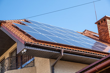 Solar panels on the roof of the house