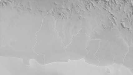 San Pedro de Macorís, Dominican Republic - outlined. Grayscale